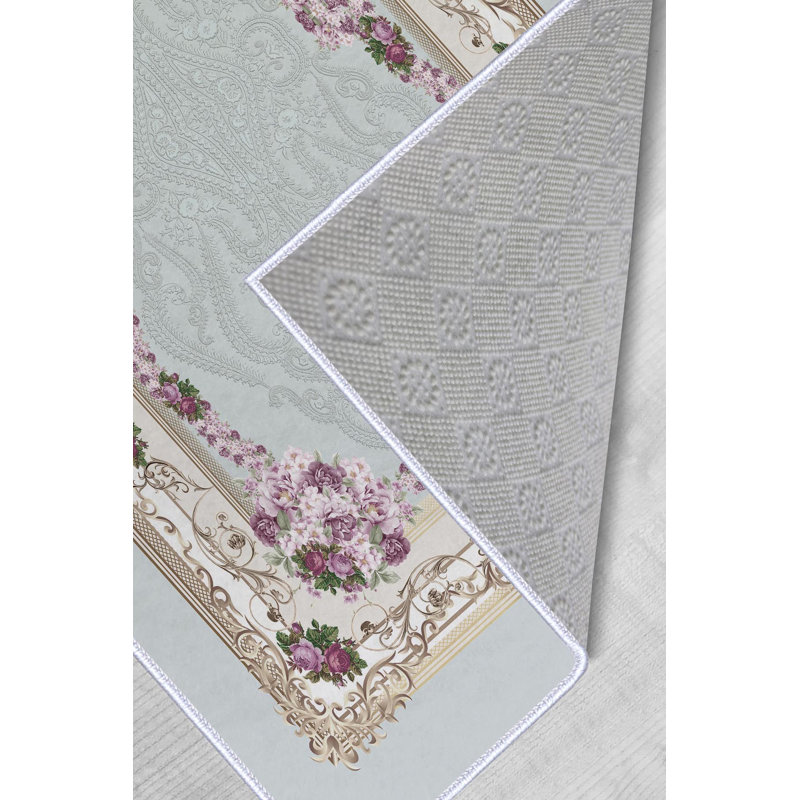 Antibacterial Woven Carpet (2.6 x 4.0 ft), 100% Polyester, 0.3 in Pile Height | Non-Slip PVC Dot Underside, 3D Digital Printing | Machine Washable, Easy Care for Living Room, Bedroom & Office
