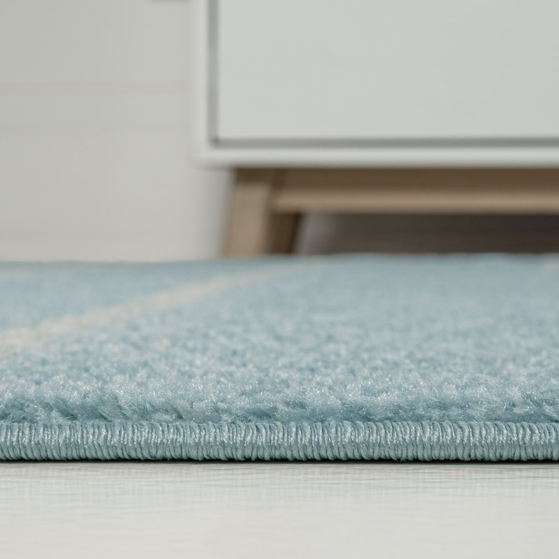 Tapis turquoise / crème Montral Minimalist, Tapis de couloir 2 pi 2 po x 8 pi