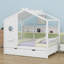 Lit de maison en bois avec lit gigogne, conception moderne pour enfants avec tablette de rangement-545095748