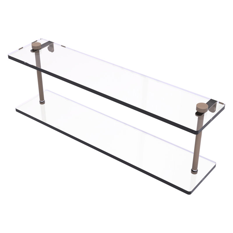 Tablette en verre à deux niveaux en pouces NS, H 8 po x l 22 po x P 5 po, Beige ombré