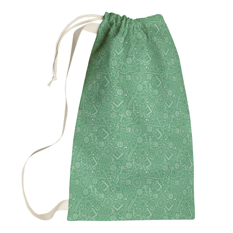 Leffel Laundry Hamper with Handles, Small ( 64" H x 20" W x 1.5" D), Green/White