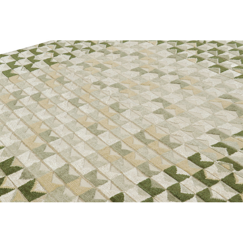 Scandinavian Hand Knotted Geometric Area Rug, Rectangle 10' x 14'