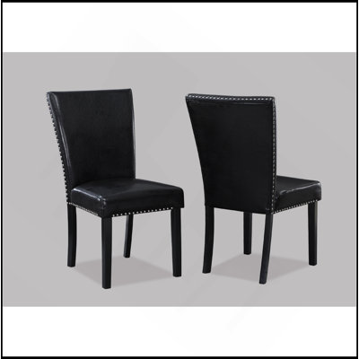 Chaise d'appoint 2 pièces rembourrée avec garniture cloutée et similicuir noir