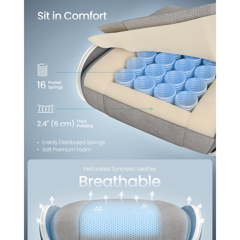 Office Chair with Headrest, Grey