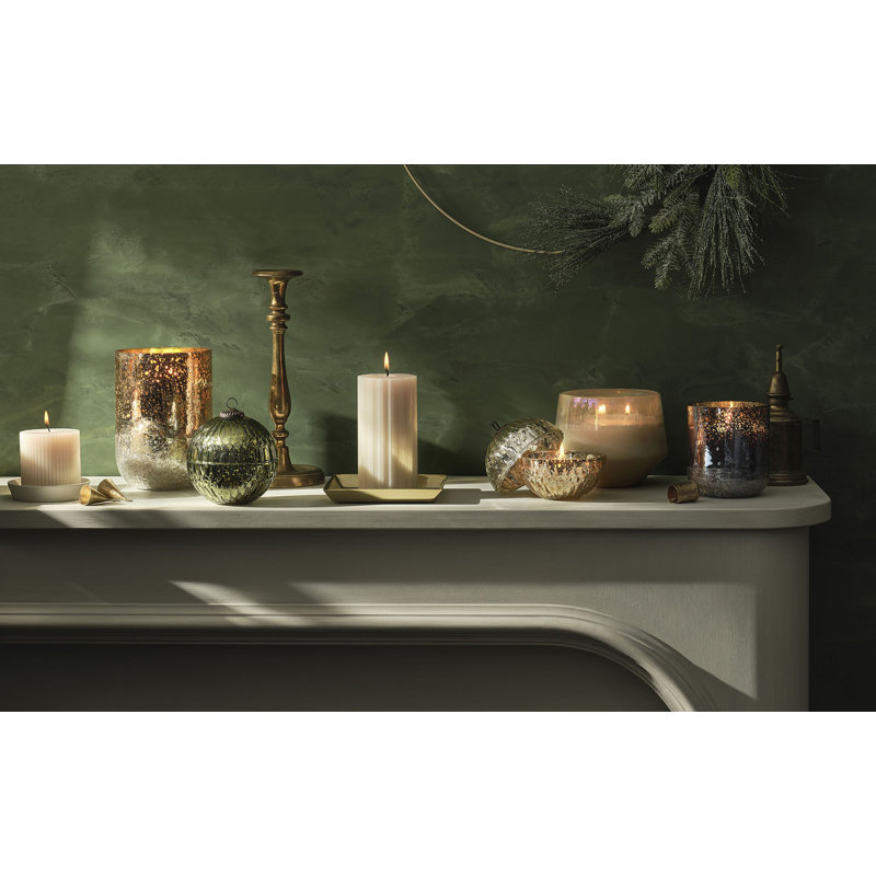 ILLUME Noble Holiday Woodfire Small Radiant Glass Candle, Large Radiant Glass