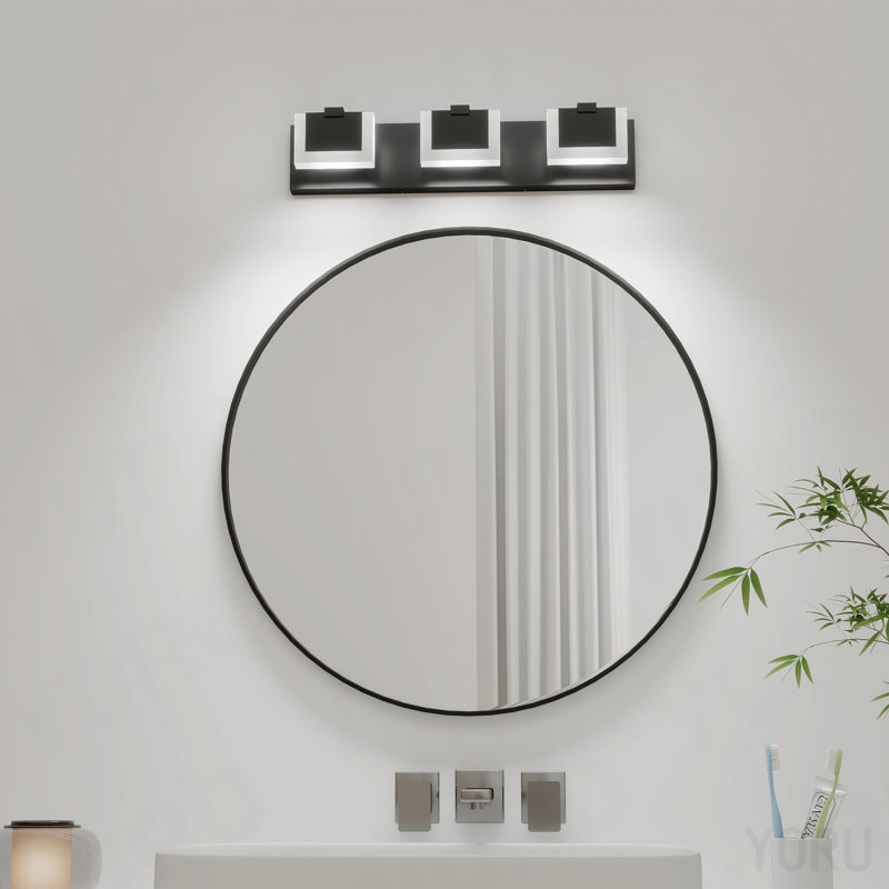 Luminaire de salle de bain moderne à 3 lumières avec luminaire de salle de bain à DEL noir et blanc