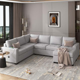Sectional Sleeper Sofa Bed with Lounge Chair, USB and Type-C Interfaces