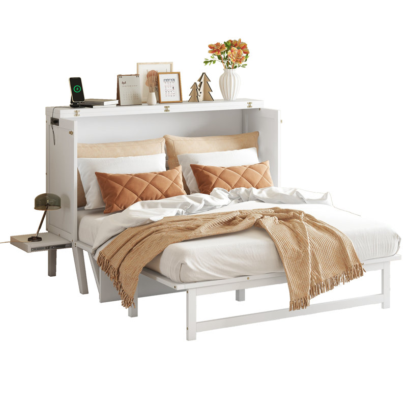 Grand lit escamotable peu encombrant, pin massif, style moderne pour le bureau à domicile
