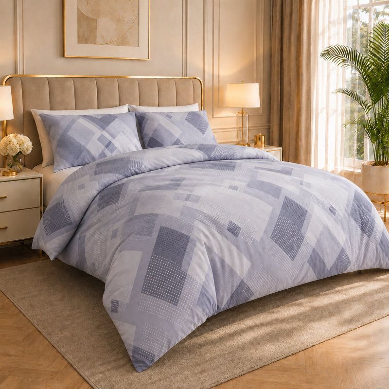 Premium Reversible Duvet Cover Set with Zipper Closure and Corner Ties, Double  Duvet Cover + 2 Standard Pillowcases