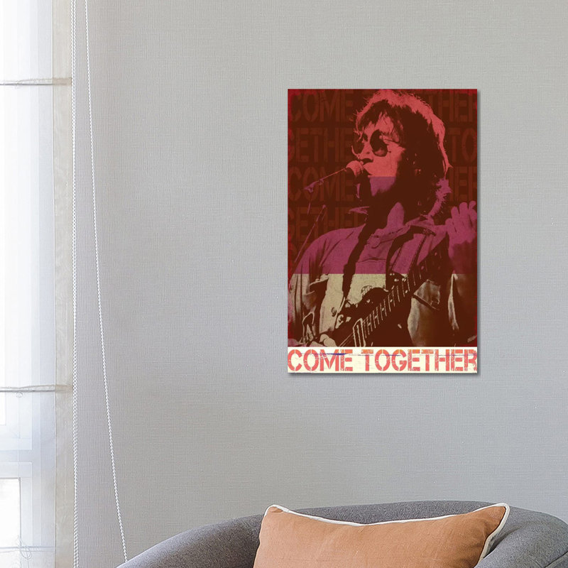 John Lennon - rouge à bascule - publicité imprimée, H 26 po x l 18 po x 1,5 po, Aucun mat, Toile tendue