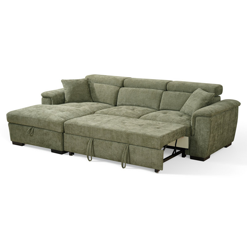 Howerton 4 Seater Chenille Sofa Bed, Green