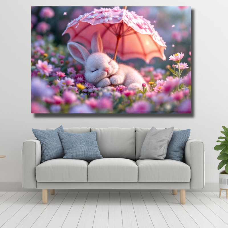 Art floral en verre trempé Floral Bunny, 12" H x 16" W