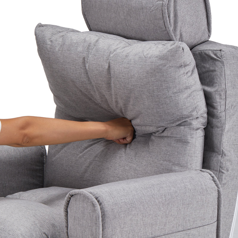 Upholstered Accent Chair with Footstool, Grey
