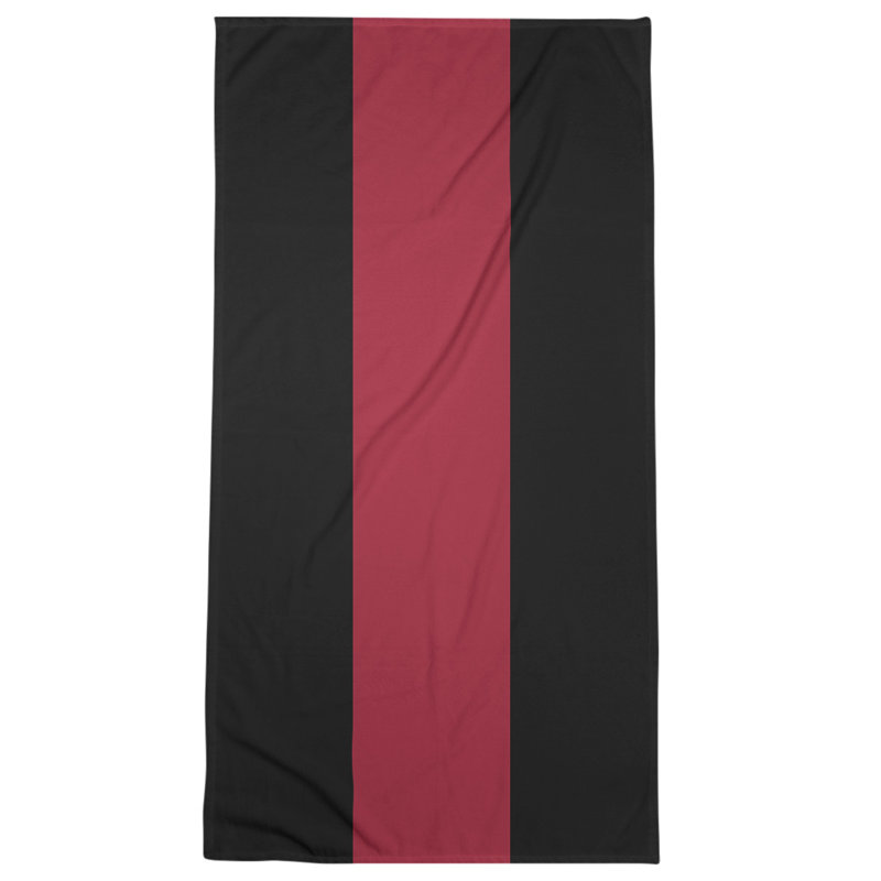 Cotton Blend Beach Towel, Black/Light Red