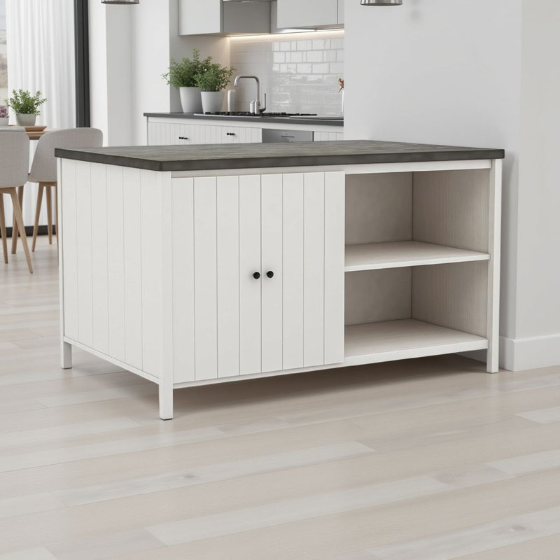 Begr Kitchen Island with Solid + Manufactured Wood Top