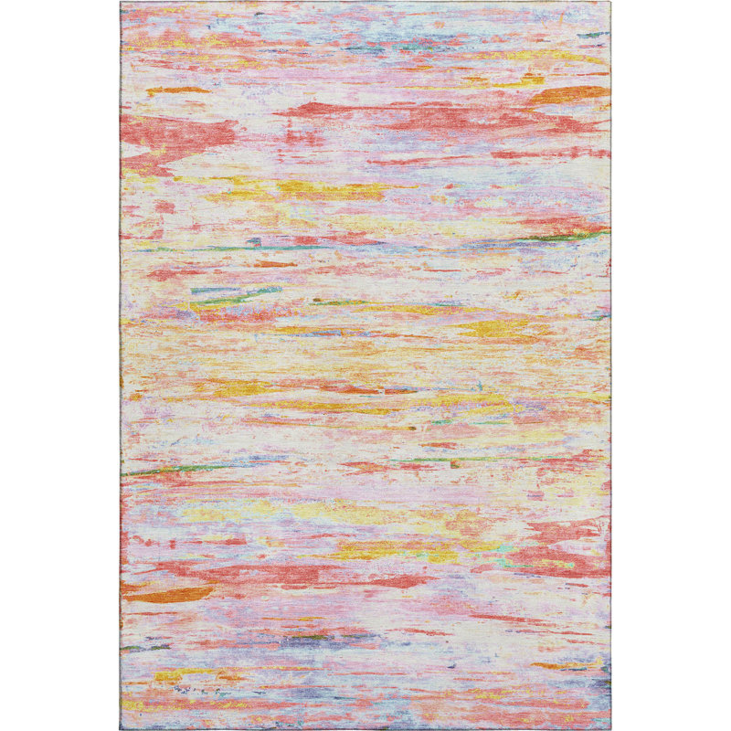 Premium Machine Washable Pirtle Abstract Rug, Rectangle 3' x 5'
