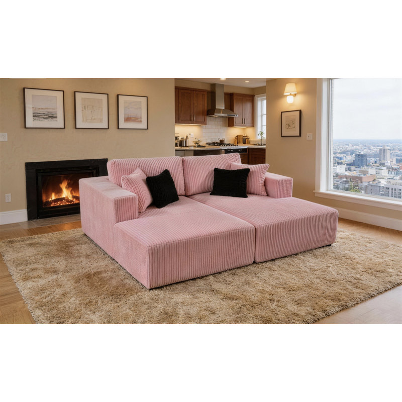 Froshtonvale Double Chaises Loveseat, Pink