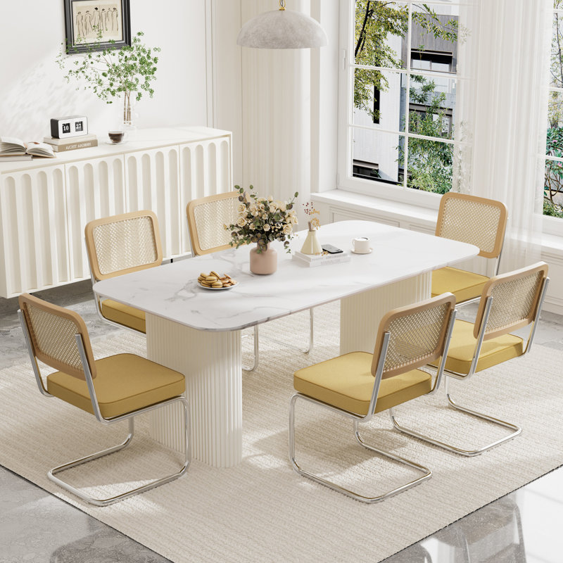 Ensemble de chaises de salle à manger Mid-Century, 6, Jaune