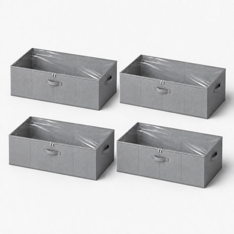 4 Pack 10" High Under Bed Storage Containers, Large Organizer Bins with Lids for Bedroom, Closet, Dorm and Blanket Storage