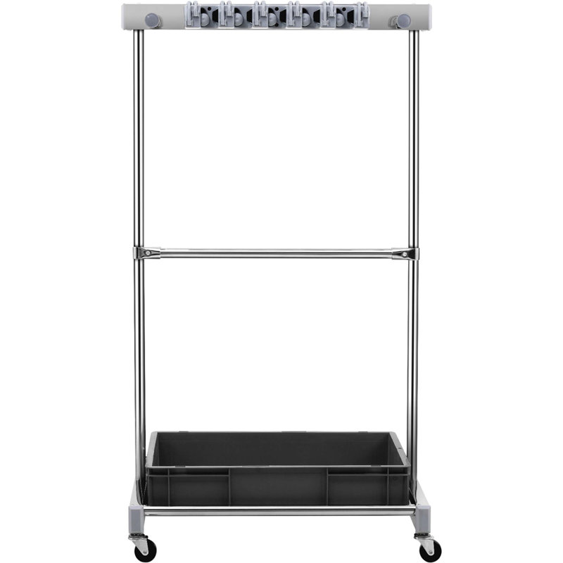 Rangement pour outils de jardin avec 10 fentes, crochets et roues pour le rangement dans le garage et la remise, support en métal robuste pour outils à long manche