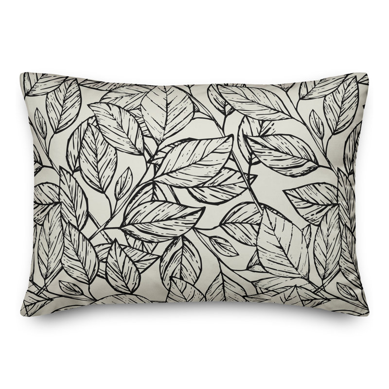  Sketched Leaf Rectangular Pillow Cover & Insert