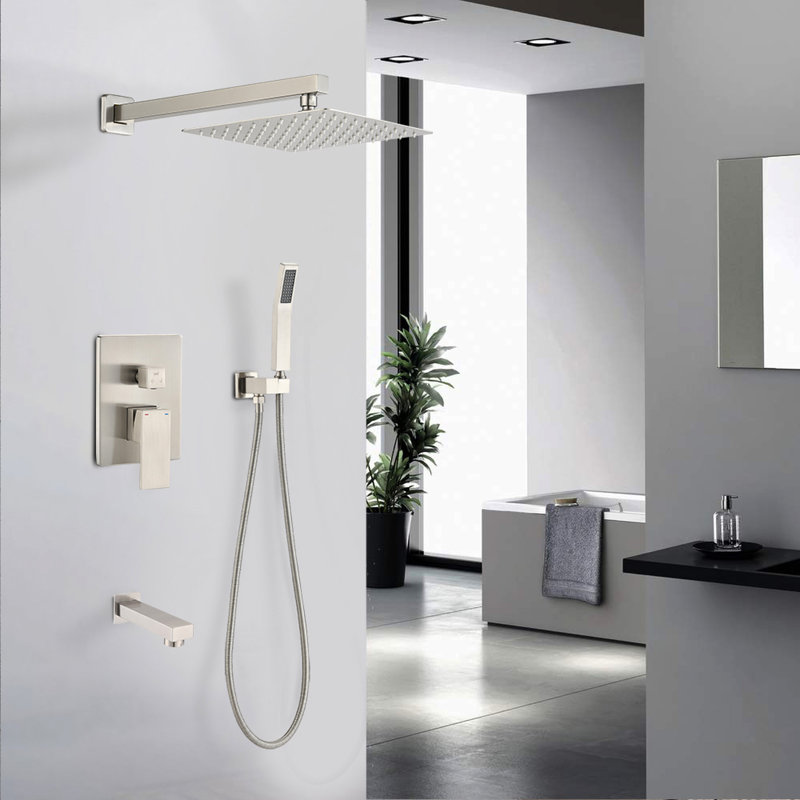 Brushed Nickel Shower Kit - 10 Inch Rain Head, Handheld Shower, Corrosion Resistance, Leak- Bathroom 10" Easy Install, Construction