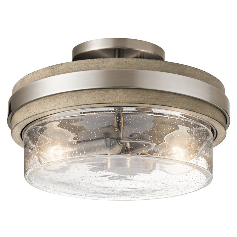 Darley Glass Semi Flush Mount, Classic Pewter
