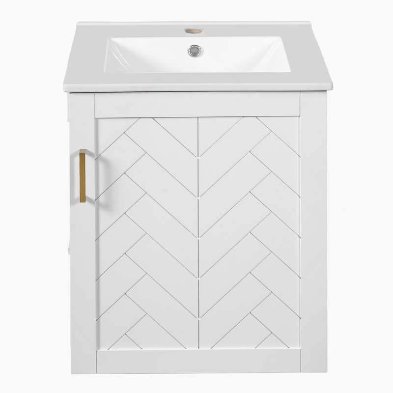 Wall Mounted Bathroom Vanity, Bathroom Cabinet With Sink And Soft-Closing Door, White