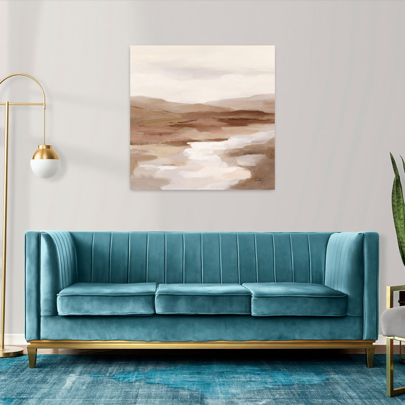 Art contemporain contemporain berge de rivière à la cannelle, H 36 po x l 36 po