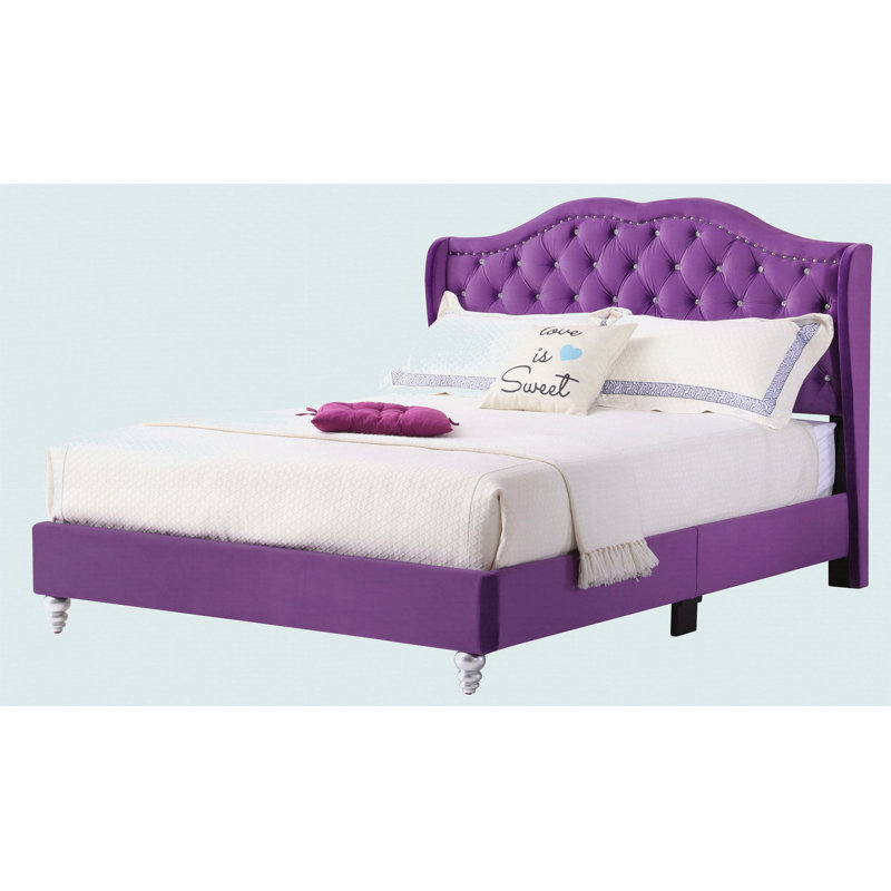 Transitional Purple Upholstered Full Bed