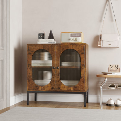 Armoire de rangement en rotin, buffet à 2 niveaux et armoire de cuisine