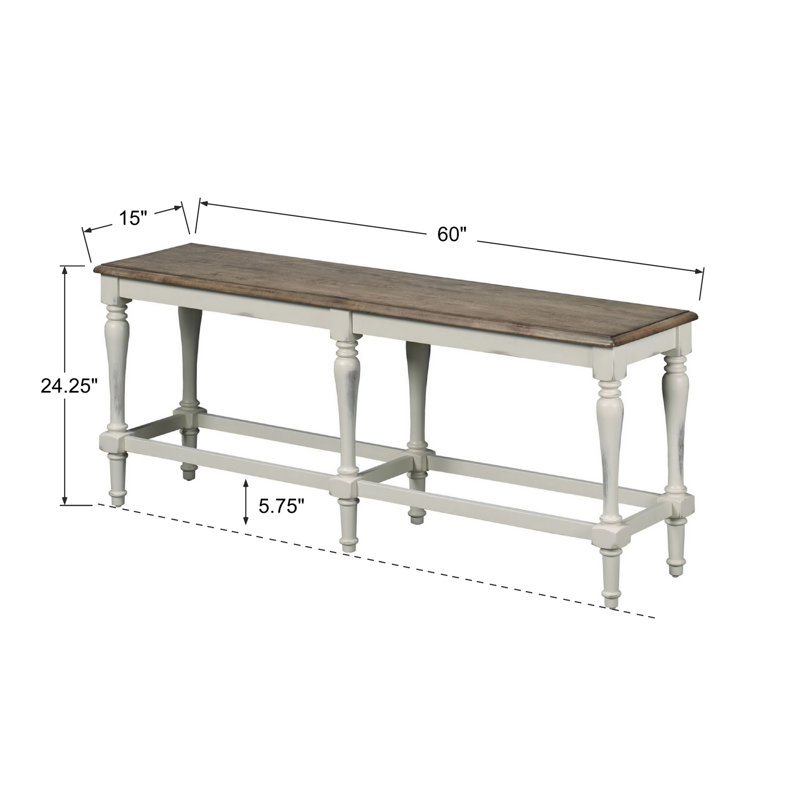 Austun 24" Height Solid Wood Bench, White/Gray