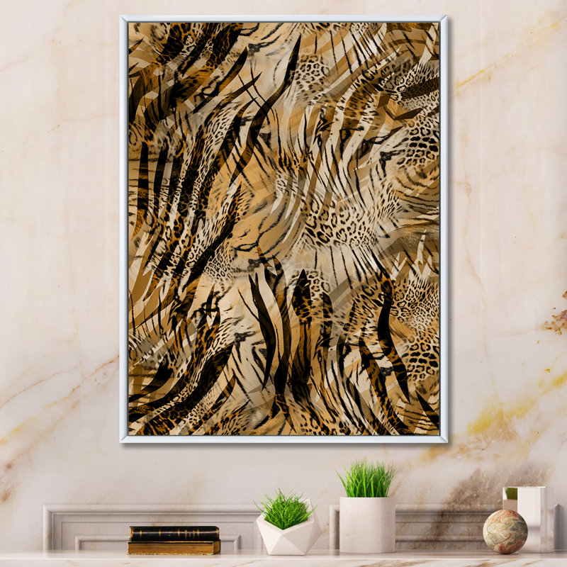 Léopard et tigre IV - Impression sur toile, H 40 po x l 30 po x P 1,5 po, Toile à cadre flottant blanc