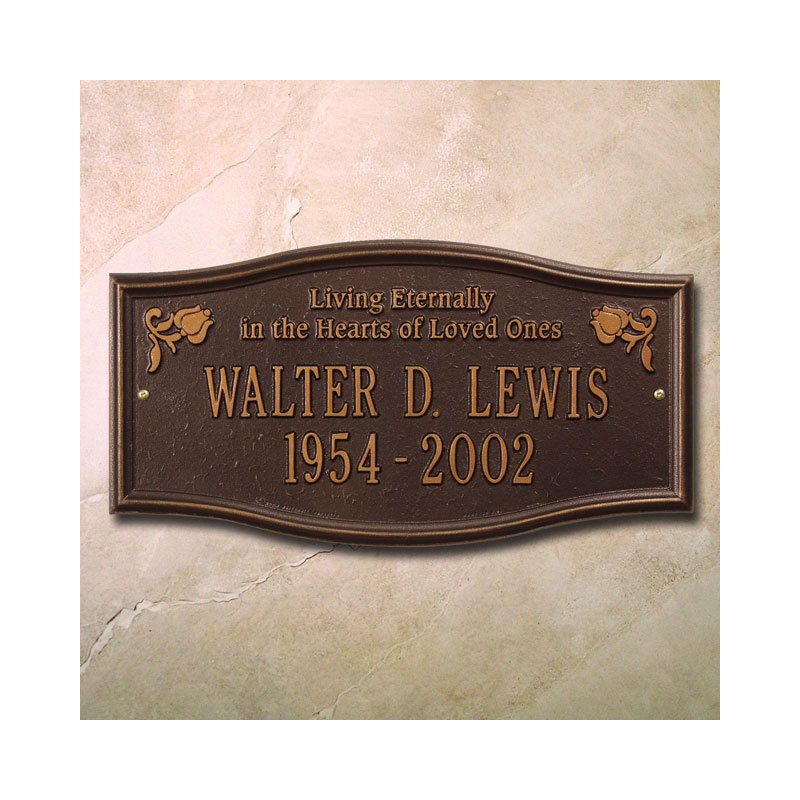 Alexandria 'Living Eternally' Memorial Plaque, Antique Copper, Yes