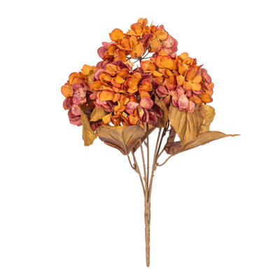 Vickerman 16.5" Artificial Yellow/Brown Hydrangea Bush 2/Bag. Recommended for indoor use.