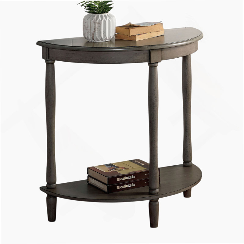 Table d'appoint moderne transitionnelle avec tablette inférieure 1 pièce, gris antique