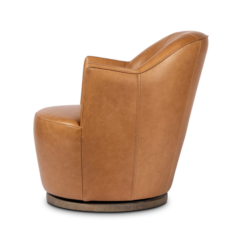 Aurora Wide Swivel Armchair, Sonoma Butterscotch Genuine Leather