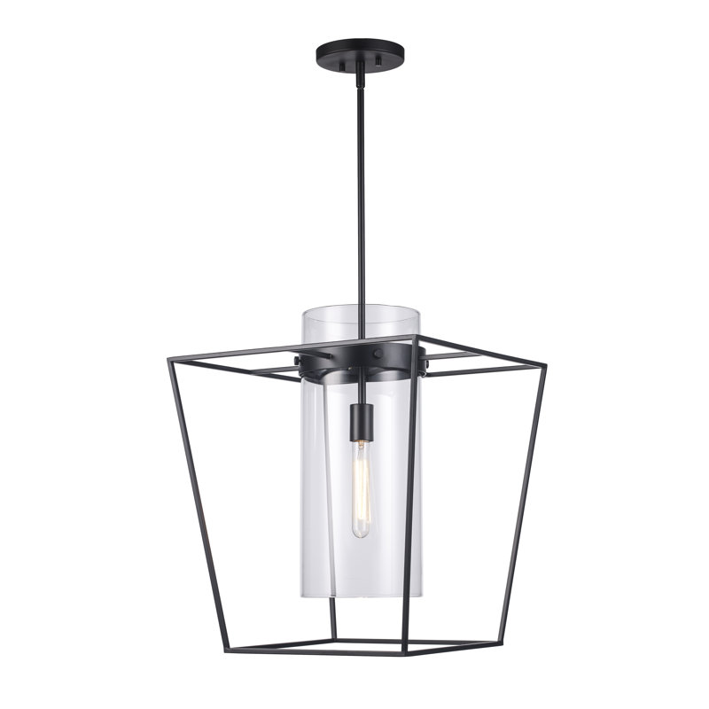 1 - Light Lantern Pendant, Black, 56.9" H x 18" W x 18" D
