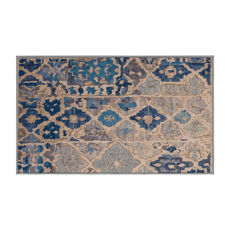 Machine Washable Gray Area Rug, Rectangle 7' x 9'