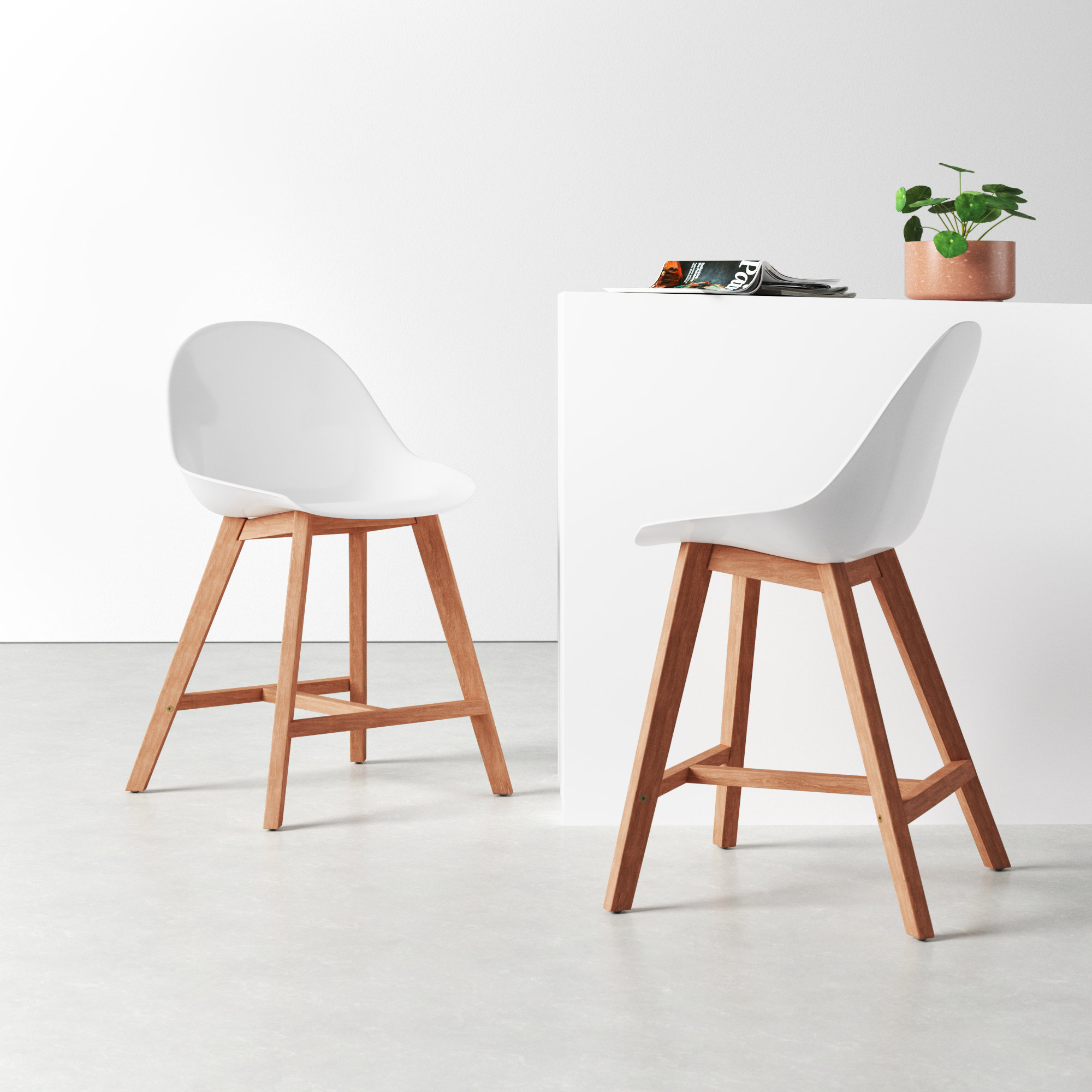 Jermaine 33'' Acrylic Outdoor Bar Stool, Brown