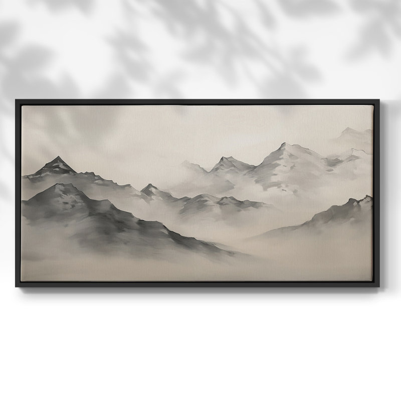 Paysage, série CCDXII, toile tendue avec châssis, prête à être accrochée, H 21 po x l 41 po, Noir