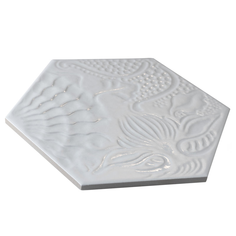 Gaudi Hex 9" x 10" Porcelain Patterned Wall & Floor Tile, White