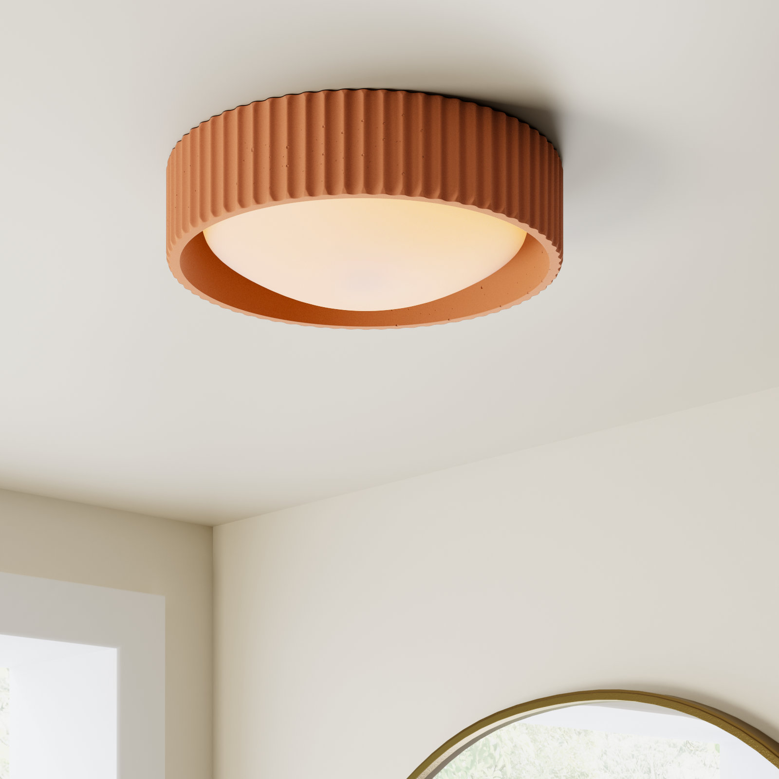 Calcott Single Light Flush Mount, Terra Cotta