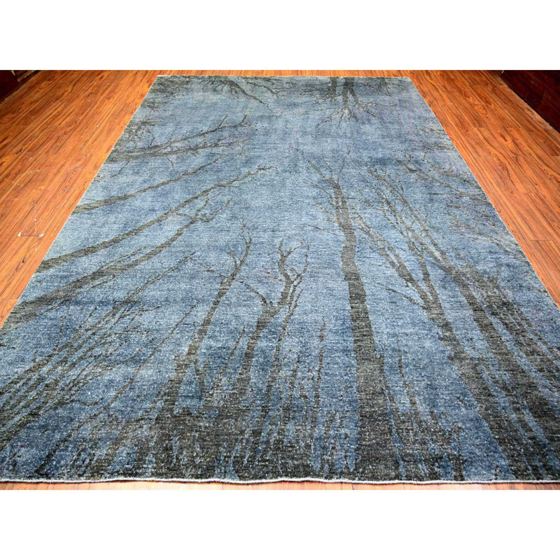 Tapis unique en laine nouvel âge 8 pi 10 po x 12 pi 1 po Wlliam Gris
