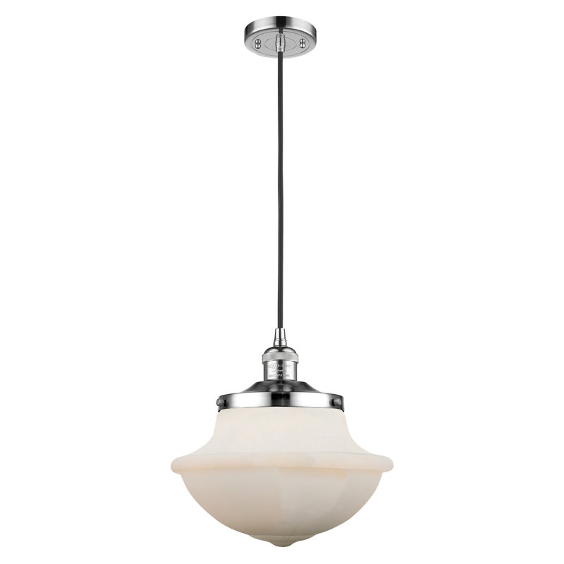 Baptiste 1 - Light Single Pendant, 6 Watt Vinage LED Bulb, Matte White, Polished Chrome