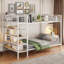 Lit superposé simple au-dessus d'un lit double en métal avec tablettes à 5 niveaux-1575849311