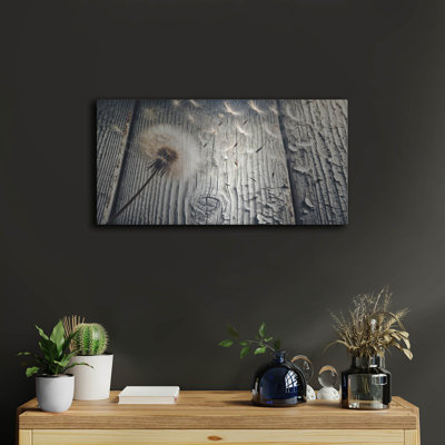 'Flying Dandelion Weathered Wood' by Rey Klimt Metal Wall Art