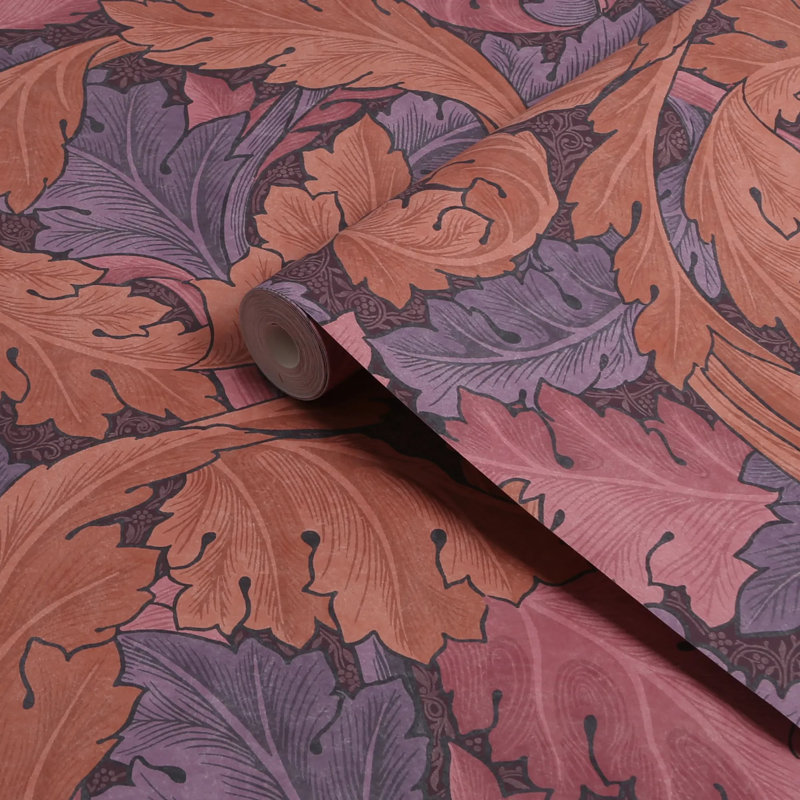 William Morris At Home Acanthus Floral Wallpaper, Purple