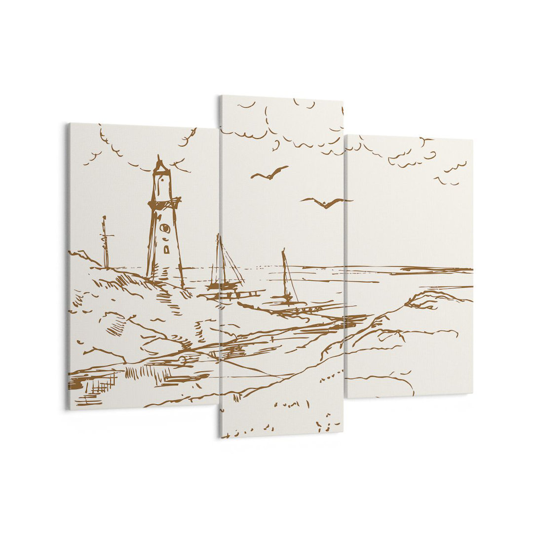 3-tlg. Leinwandbilder-Set Sketch Coast Lantern