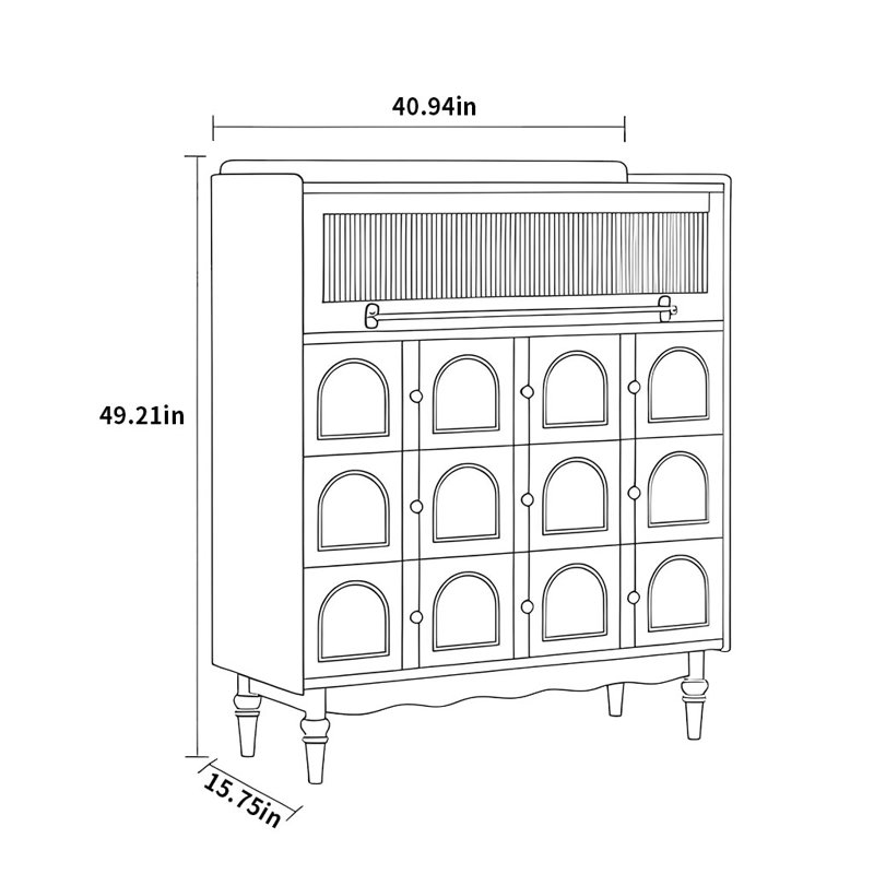 Buffet français rétro et simple, H 49,21 po x l 40,94 po x P 15,75 po